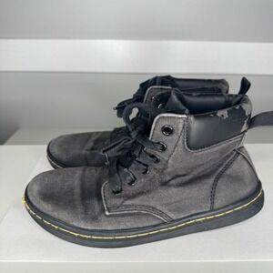 Dr Martens Maelly Boots Women Size 6 Black Canvas Lace Up Padded Collar JY004